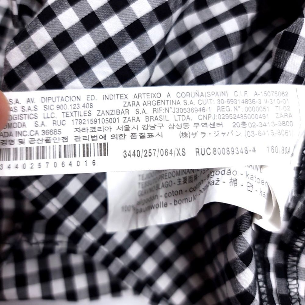 ZARA Pearl Ruched Reversible Wrap Top Black White Gingham French Girl Preppy - Picture 6 of 6